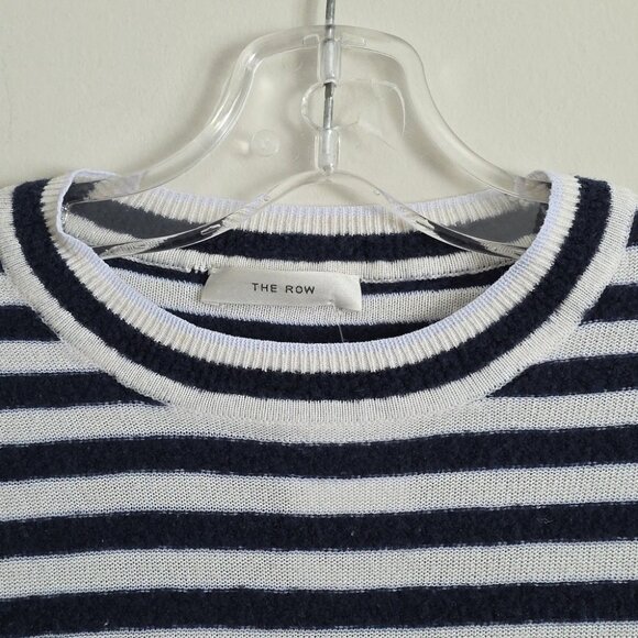 THE ROW | Giusti Cashmere And Cotton Striped Knit Sweater SZ 0 - Picture 9 of 11